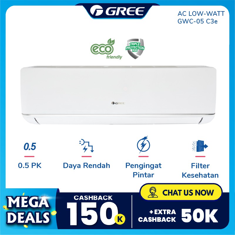 Gree Ac Deluxe Low Watt Putih 0 5pk Gwc 05c3e Unit Indoor Outdoor Indonesia