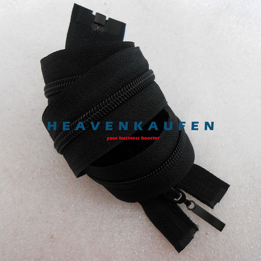 Resleting Zipper Jaket Buka - Lepas 60 cm / 24 inch Hitam Coil B&amp;B Murah