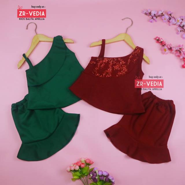 Setelan Tami uk 1-2 Tahun / Baju Pakaian Import Anak Perempuan Set Atasan Blouse Tanktop Rok Cewek