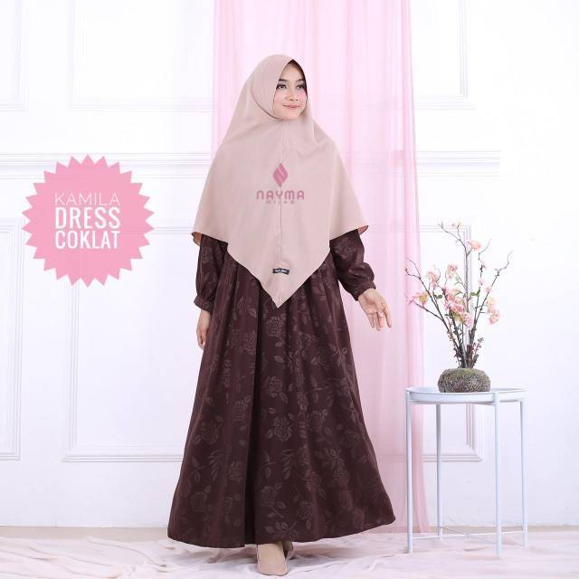 Gamis busui bahan fursan embos kamila dress by nayma