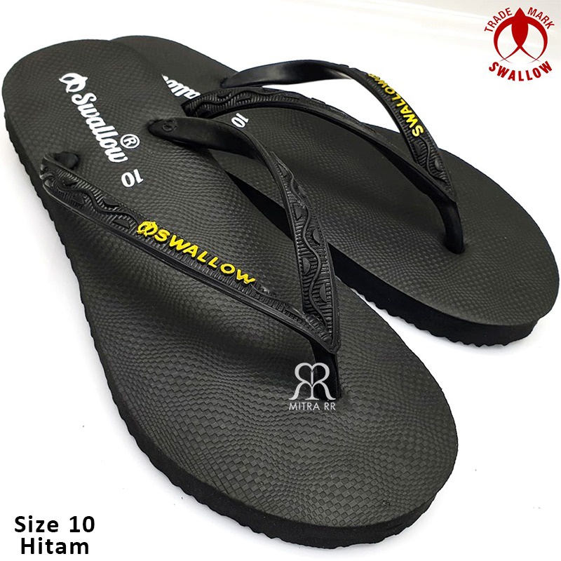 Sandal Jepit Swallow Nice Warna Sendal Karet Asli Wanita / Tali Jepit Sandal Serampat-Hitam 10