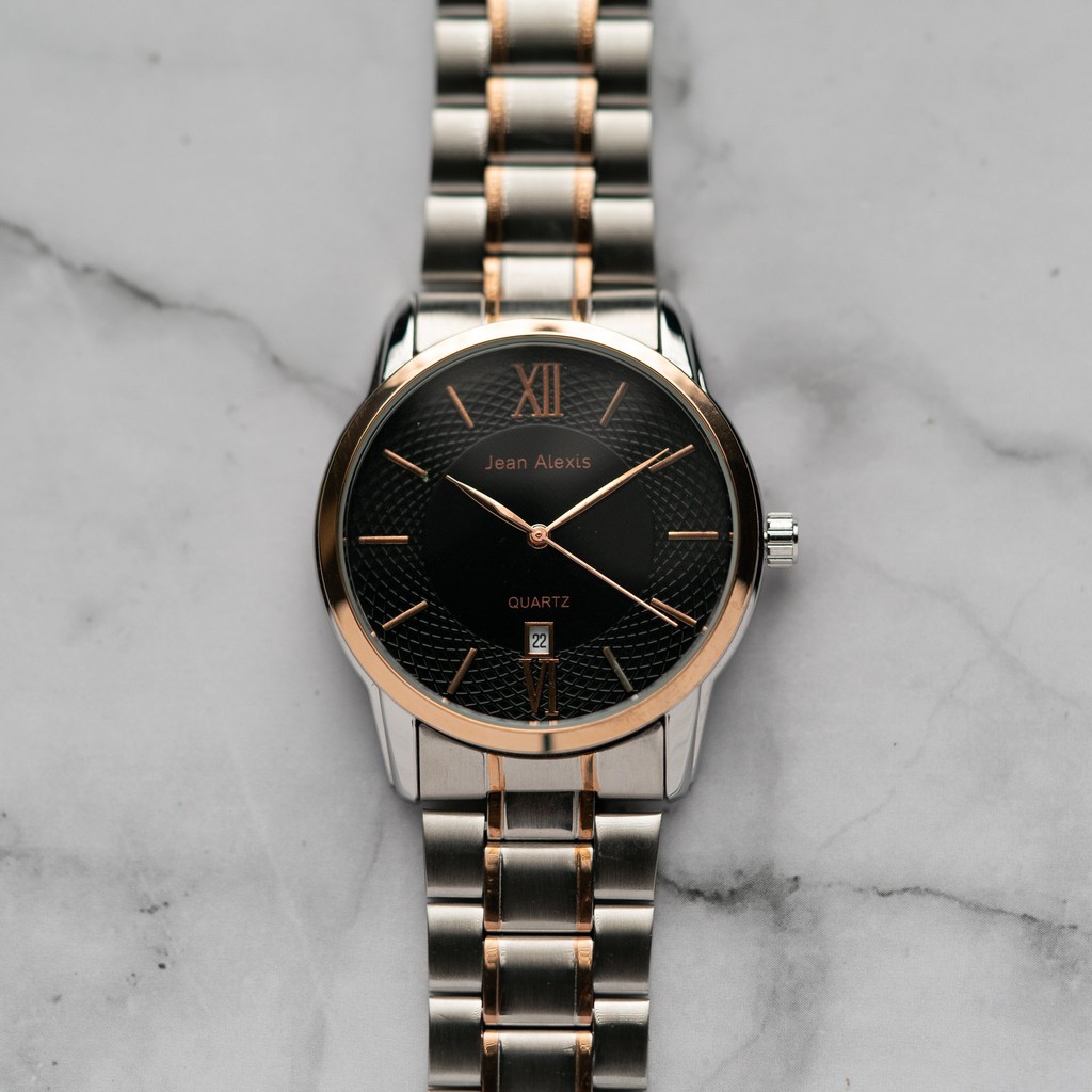 Jam Tangan Rantai Pria Cowok Anti Air Jean Alexis KIRKWOOD GST JA111- Prestige Edition - Black Dial