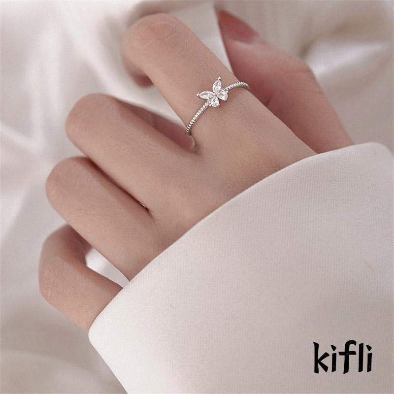 Cincin Model Terbuka,Desain Kupu-Kupu Aksen Berlian,Untuk Wanita