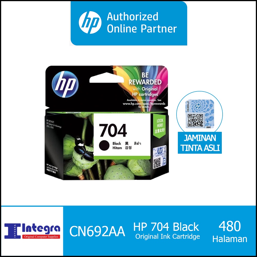 Tinta HP 704 Black / Hitam Original Cartridge - CN692AA