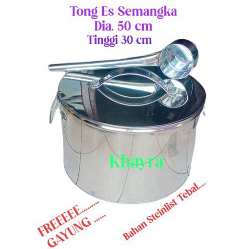 Tong Es Semangka India + gayung dia. 50 cm/dandang es semangka/dandang es steinlist/Panci jumbo