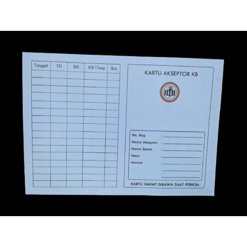 

KARTU AKSEPTOR KB Lipat Bidan-Dokter Custom