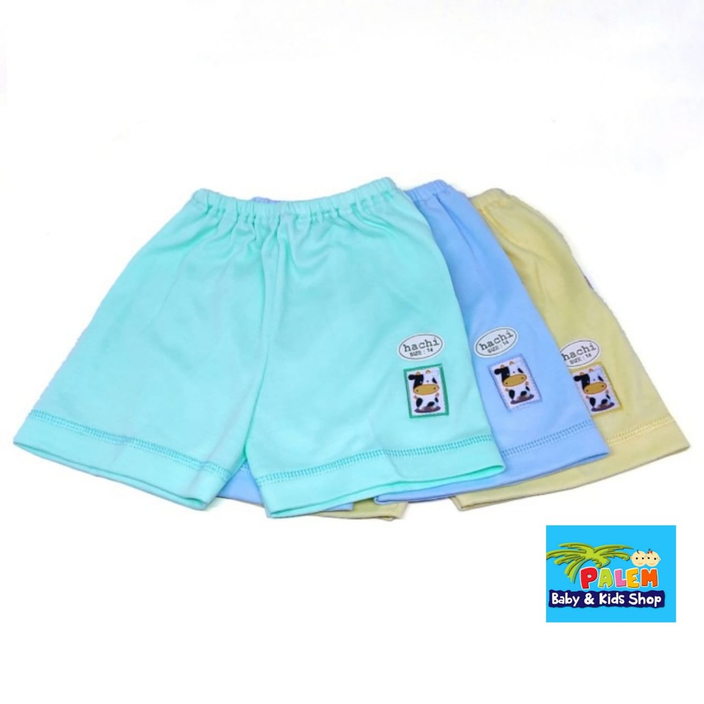 hachi celana pendek warna isi 3 usia 3bulan-6tahun size 12,14,18,20,22,24,26,28,30