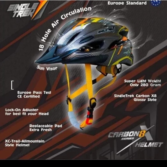 Helm Sepeda Single Trek Motif Carbon X8