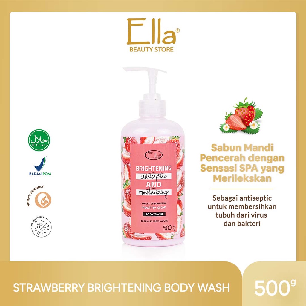 Ella Skincare Strawberry Brightening Body Wash with Licorice Extract - Sabun Antiseptic Anti Bakteri