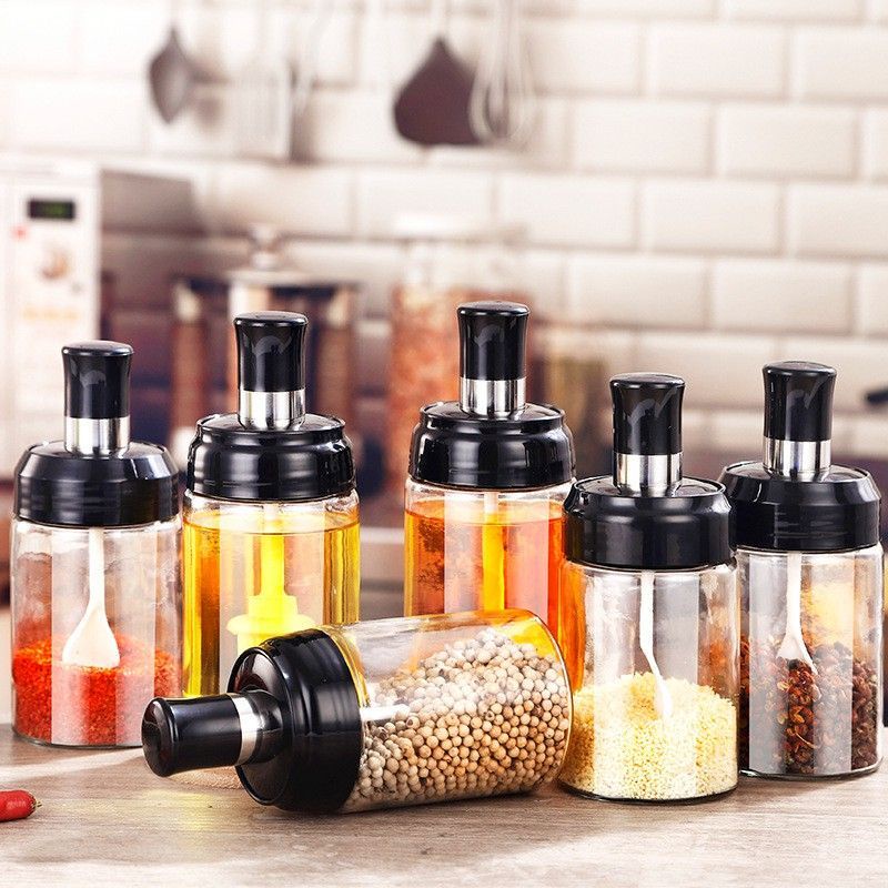 MJ88 Botol Sendok Bumbu Kaca Toples Penyimpan Serbaguna Super murah