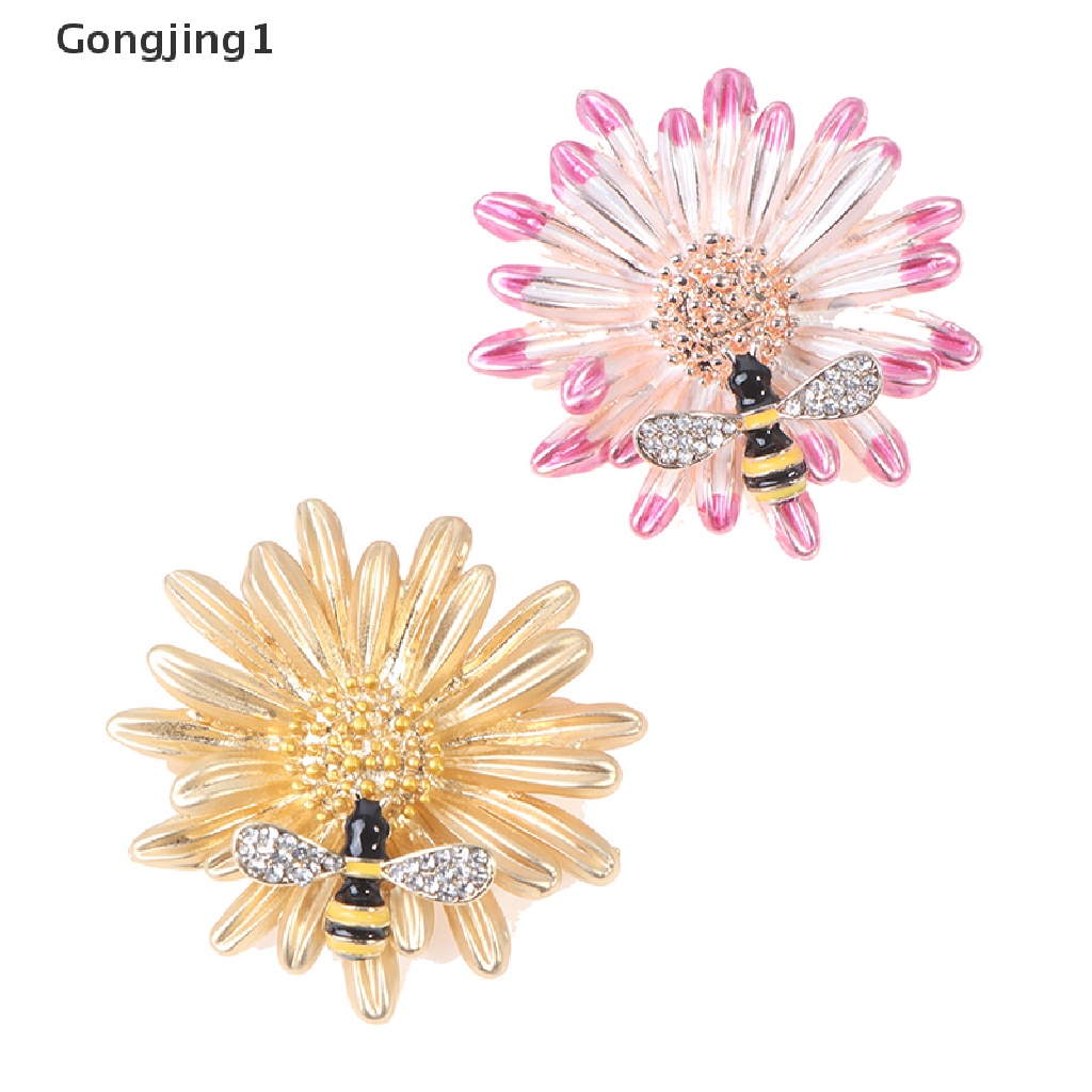 Gongjing1 1Pc Bros Pin Bentuk Bunga Matahari + Lebah + Daisy Untuk Aksesoris Pakaian Wanita