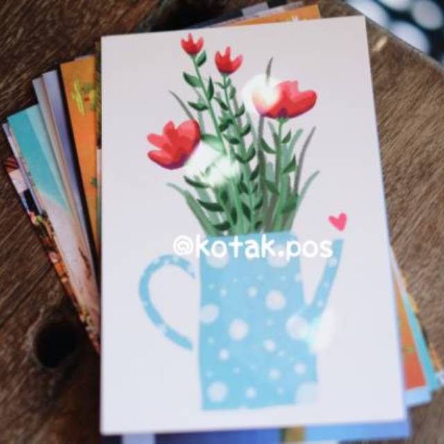 

FLOWERS IN A POT BUNGA FLORAL GIFT KADO KARTU POS POSTCARD SURAT FILATELI POSTCROSSING SWAP UNIK VAS