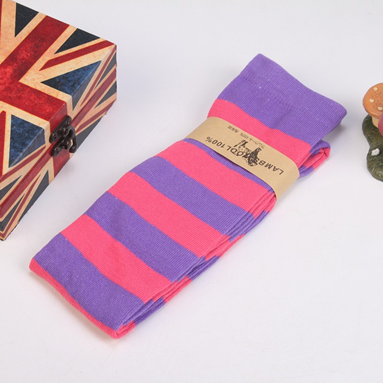 OKBE black and white overknee socks / kaos kaki belang hitam putih sepaha-pink X ungu