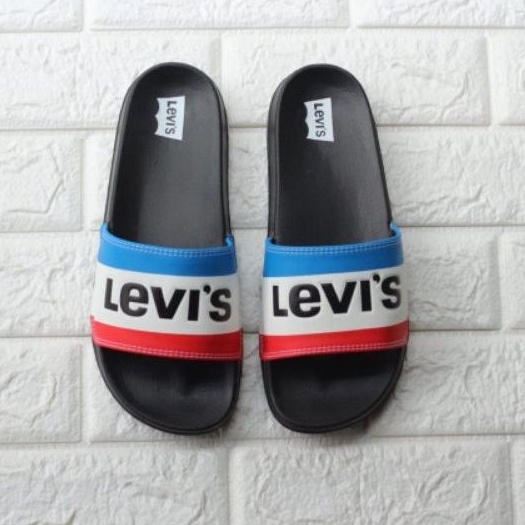 Sandal Selop pria Kasual Levis Black Slide France 100%  Original)