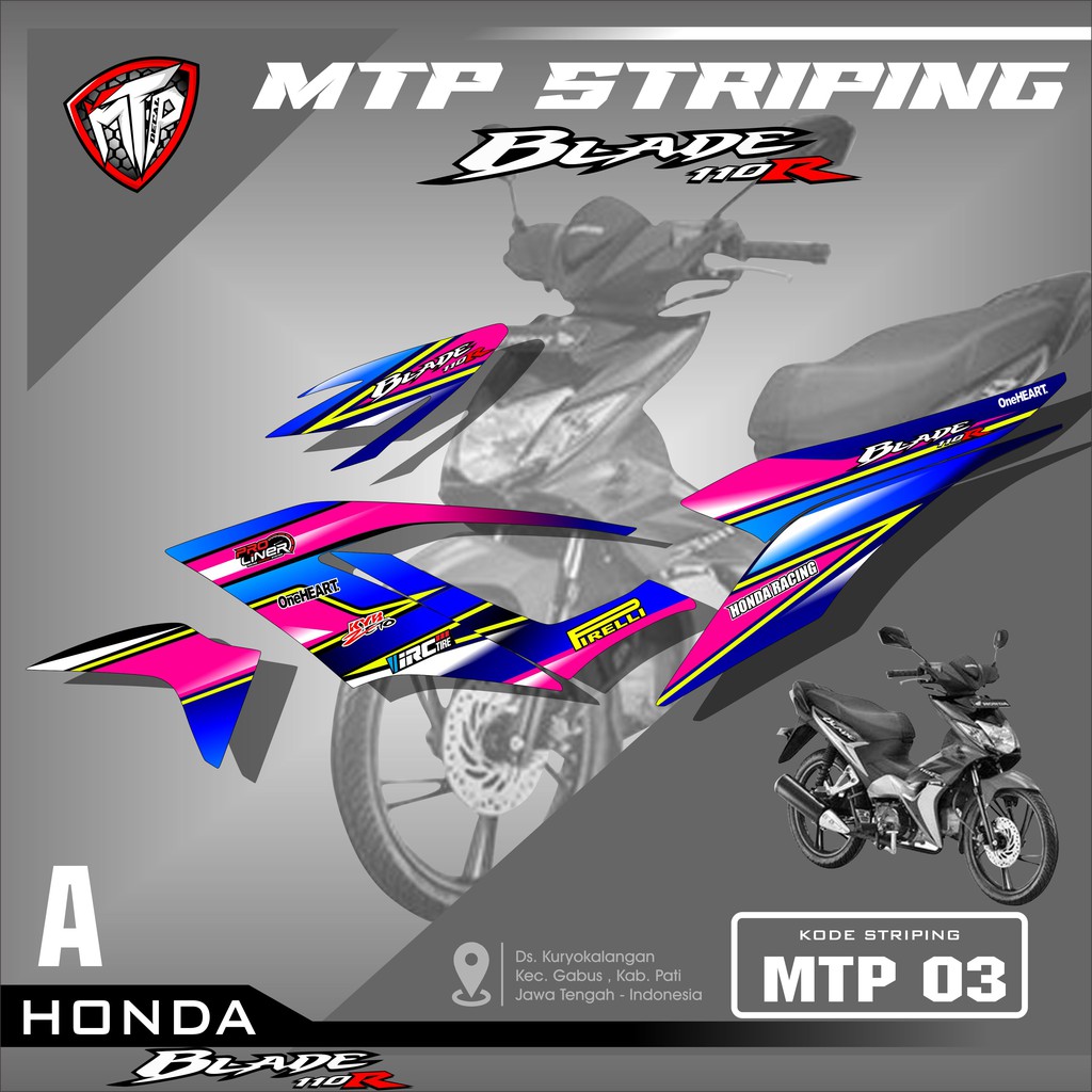 (BISA COD )Sticker Striping Blade 110 Karbu- Stiker Variasi  Motor Honda Blade Desain Racing  MTP 03