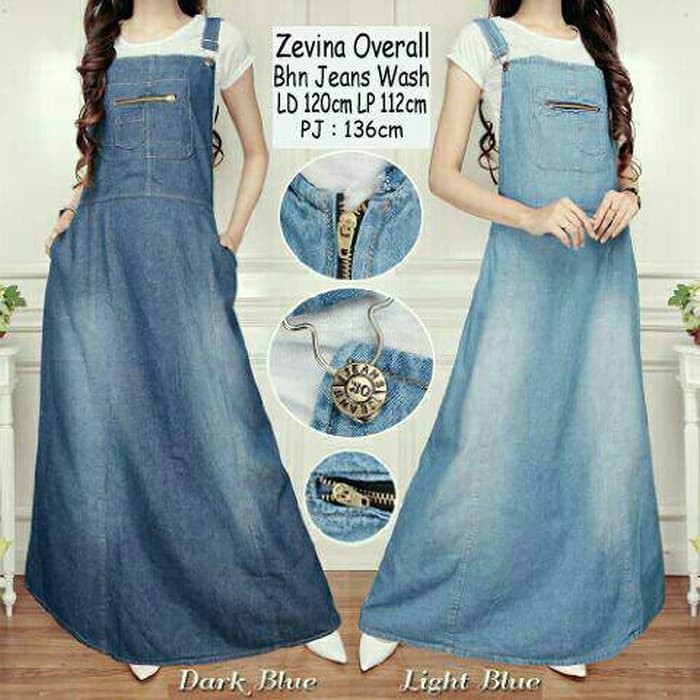 Galaxy's Overall gamis jeans ibu hamil rok panjang jumbo zipper werpak hijabers
