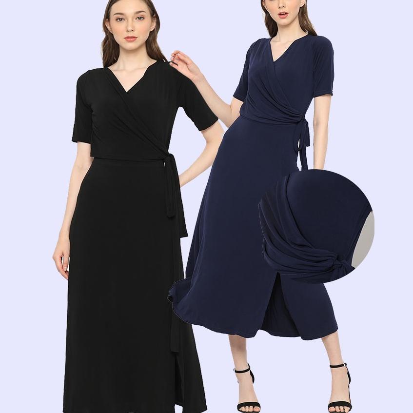 Menarik.. mango slit wrap DRESS WANITA MANGO