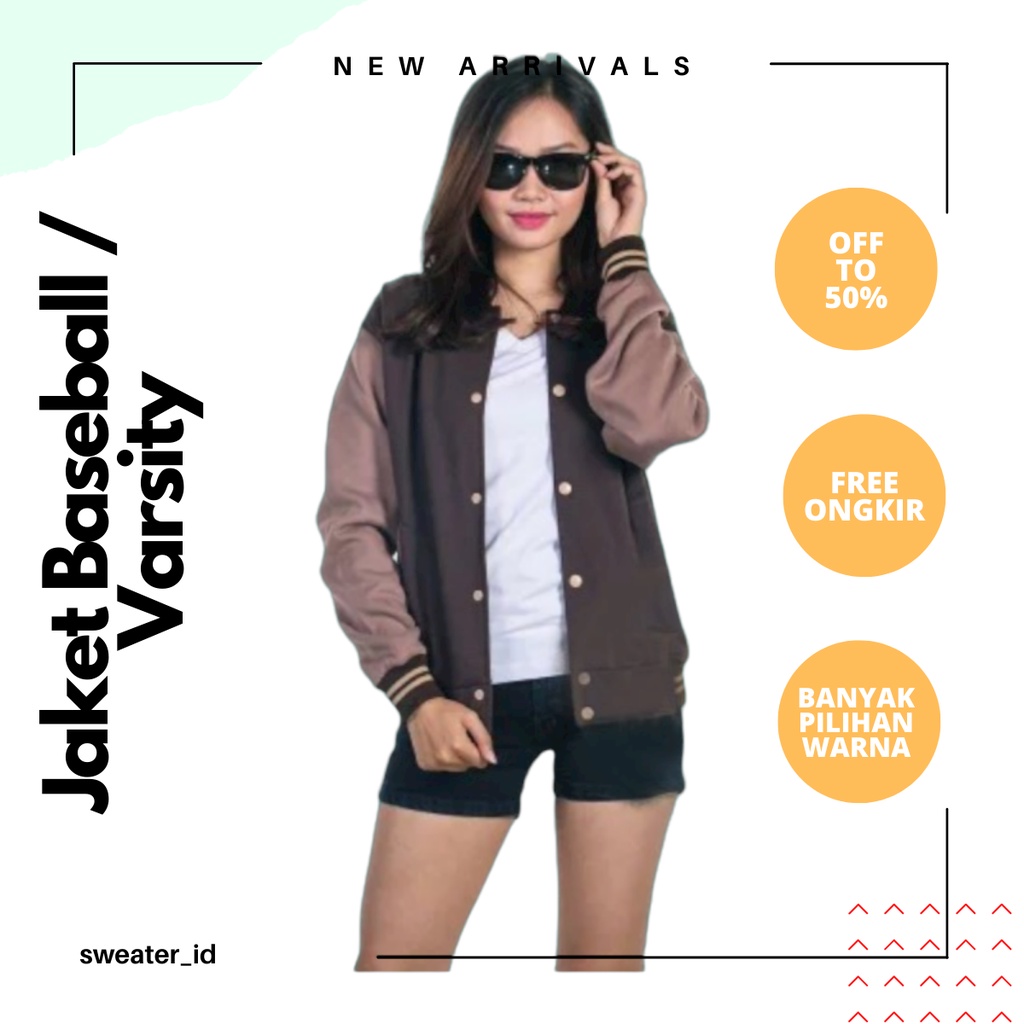 Jaket Baseball Cokelat-Mocca Polos Unisex