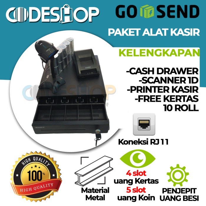 PAKET KASIR TOKO/ PRINTER KASIR BLUETOOTH /LACI KASIR/ SCANNER BARCODE