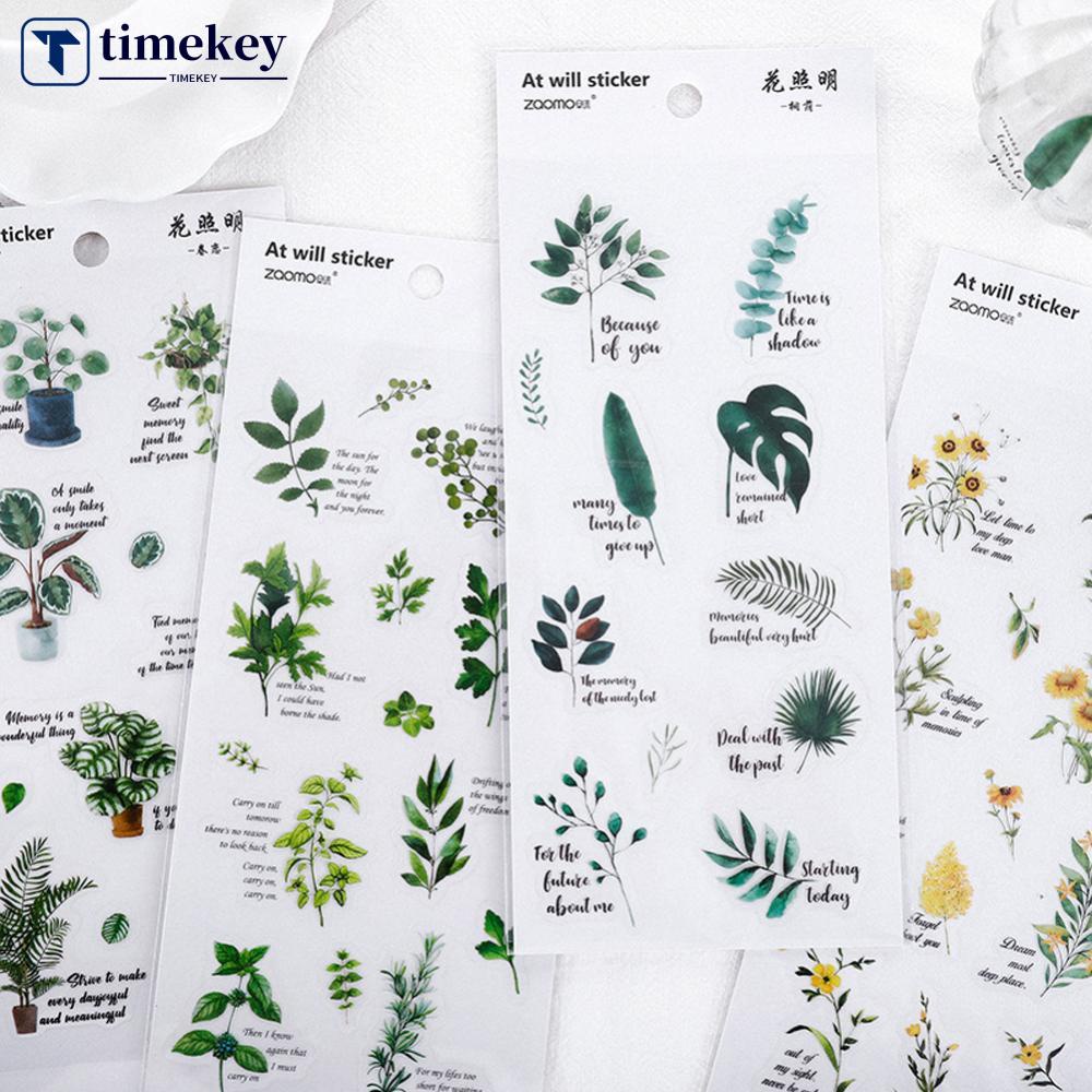 Timekey Stiker PVC Desain Tanaman Bunga DIY Untuk Dekorasi Buku Diaryjurnalscrapbookalbumcraft miss it A9K2