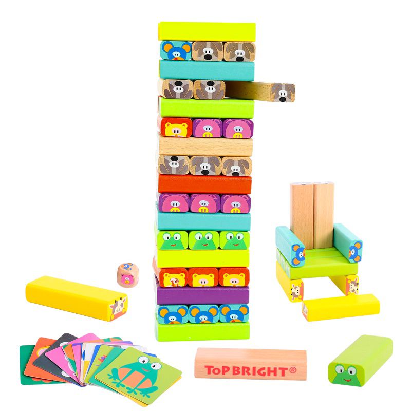 Top Bright Animal Jenga Game mainan edukasi anak animal stacking susun kayu