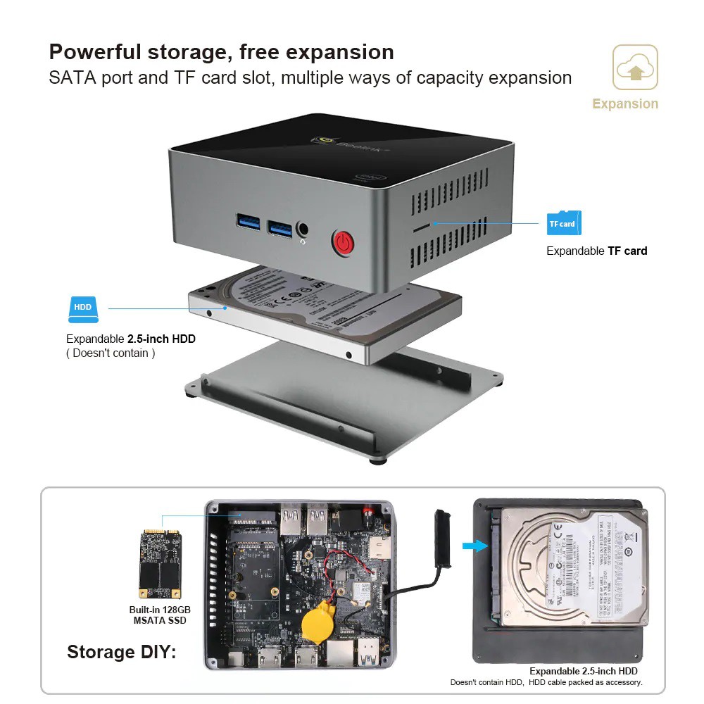 BEELINK J45 Mini PC - Intel Apollo J4205 - 4GB RAM 128GB SSD Win 10