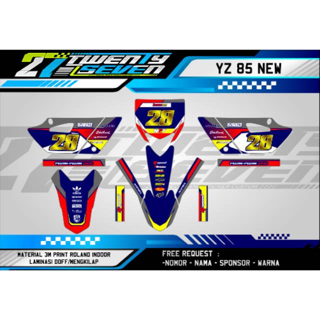 Decal BEBEK TRAIL YZ 85 NEW STIKER BEBEK TRAIL YZ 85 NEW DECAL YZ 85 NEW STRIPING YZ 85 NEW 8