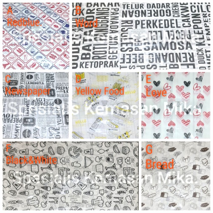 

Kertas Nasi Laminasi (30Ã30 cm) Motif Printing - Anti Lengket. - G. Bread