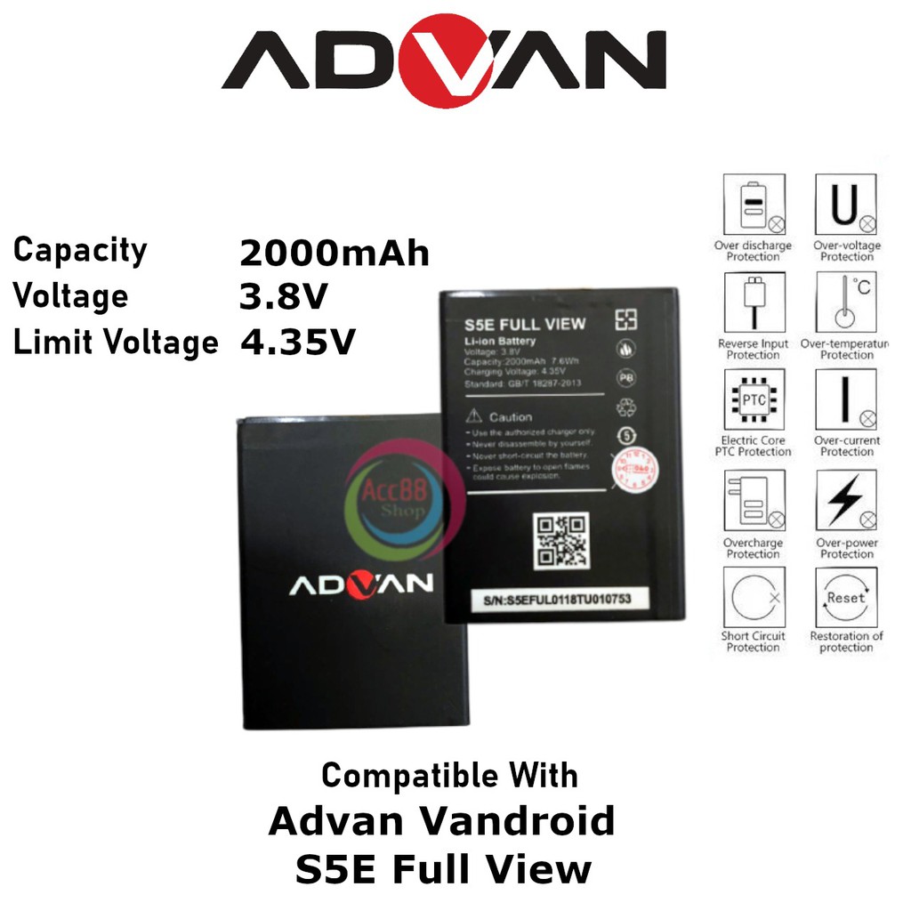 Batre Baterai Battery Original Advan Vandroid S5E Full View