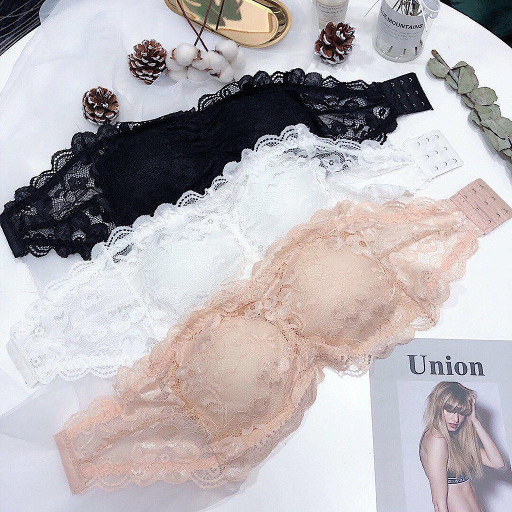 LDS BRA-844 BRA KEMBEN RENDA TANPA TALI BRA BANDEAU DENGAN BUSA TANPA TALI BRA RENDA IMPORT