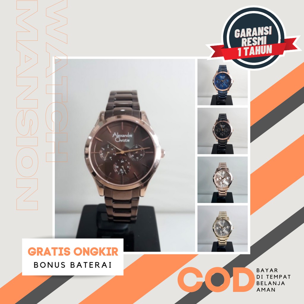 JAM TANGAN WANITA ALEXANDRE CHRISTIE 2915 AC2915 STAINLESS STEEL ORIGINAL GARANSI FREE BATERAI