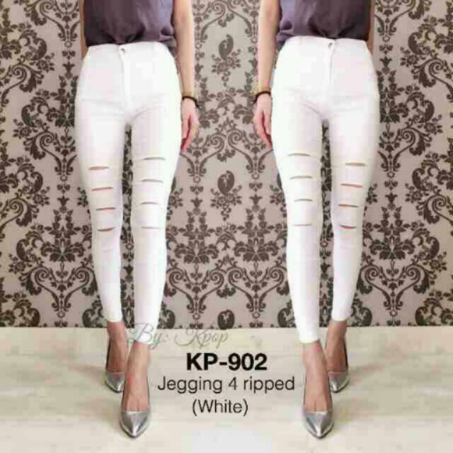 JEGGING RIPPED IMPORT PUTIH / JEGGING IMPORT / GROSIR JEGGING