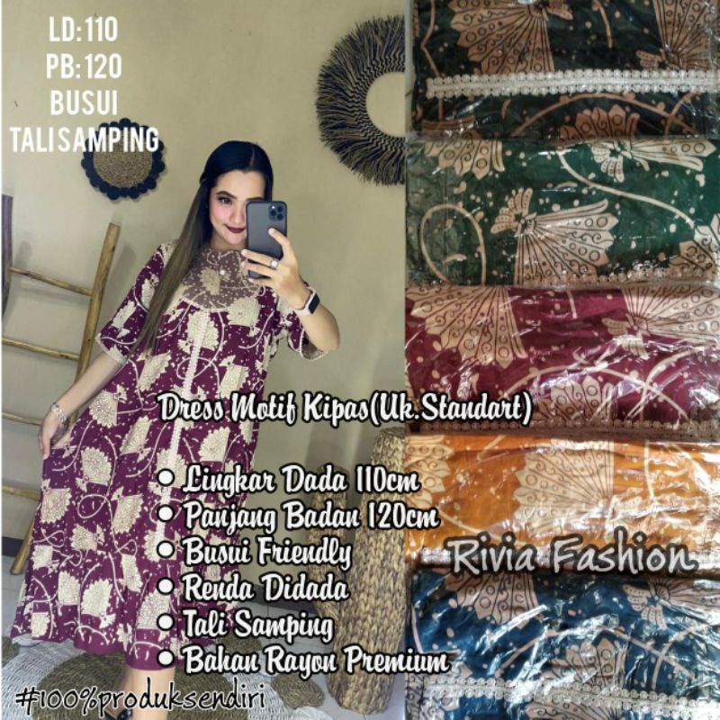 Daster Arab Renda Motif Kipas Ukuran Standar Bahan Rayon Premium Tali Samping