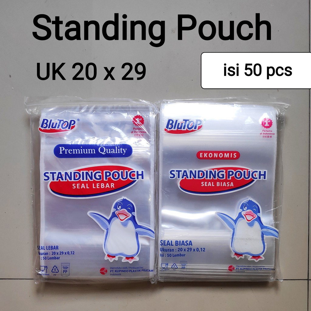 Standing Pouch Seal Lebar uk 20x29cm / Zipper/ plastik Klip berdiri /kemasan berdiri