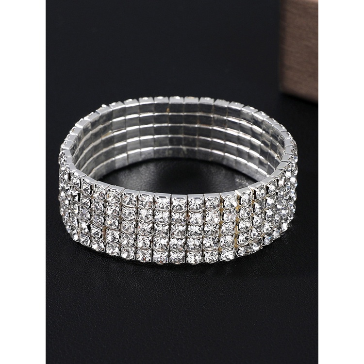 Gelang Kaki Berlian Imitasi Multi Baris Warna Silver Untuk Wanita