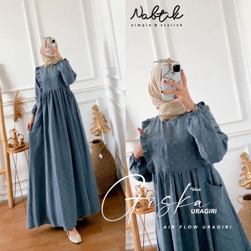 GISCA DRESS URAGIRI // GISKA GAMIS CRINKLE URAGIRI OVERSIZE TERBARU // GAMIS URAGIRI AIRFLOW