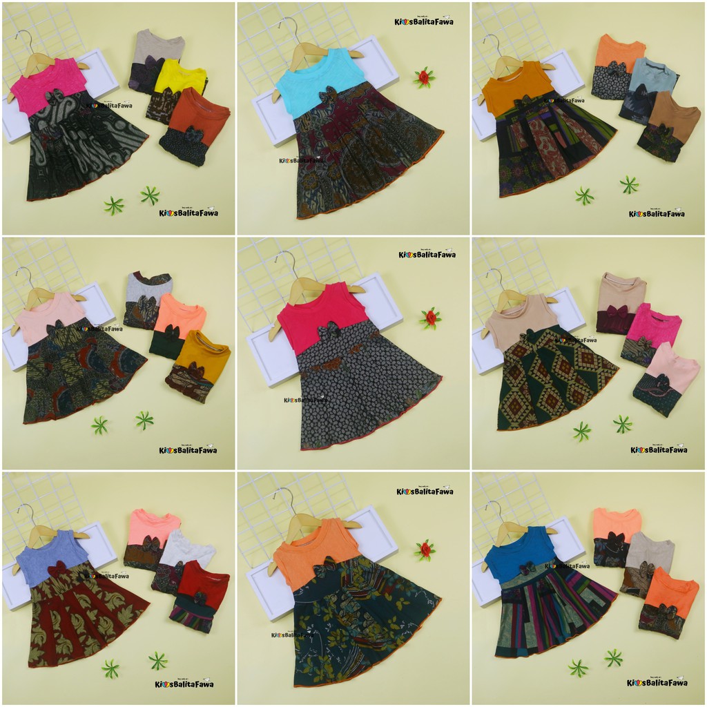 Dress Aila 6-18 Bulan / Baju Bayi Anak Perempuan Murah Gaun Yukensi Batik Harian  Murah Lucu