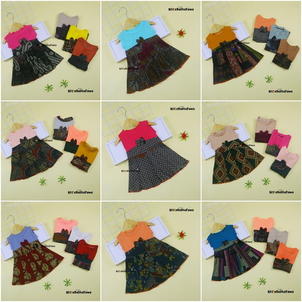 Dress Aila 6-18 Bulan / Baju Bayi Anak Perempuan Murah Gaun Yukensi Batik Harian  Murah Lucu