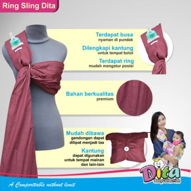 GENDONGAN TRADISIONAL DITA , GENDONGAN RINGSLING BUSA DITA , GENDONGAN RINGSLING TANPA BUSA DITA