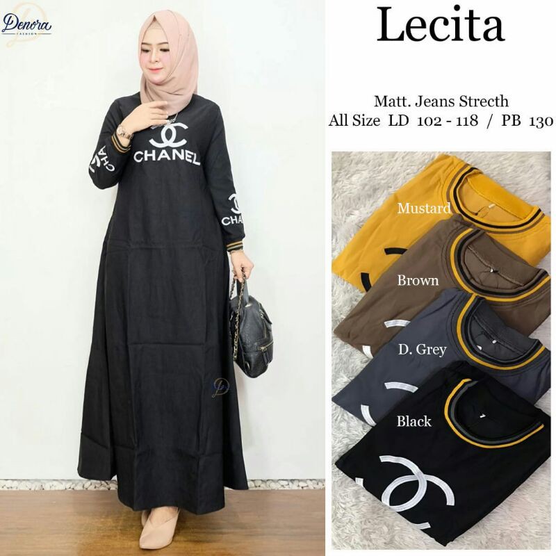 LECITA Gamis Wanita mat Jeans Strech LD 118 by Denora