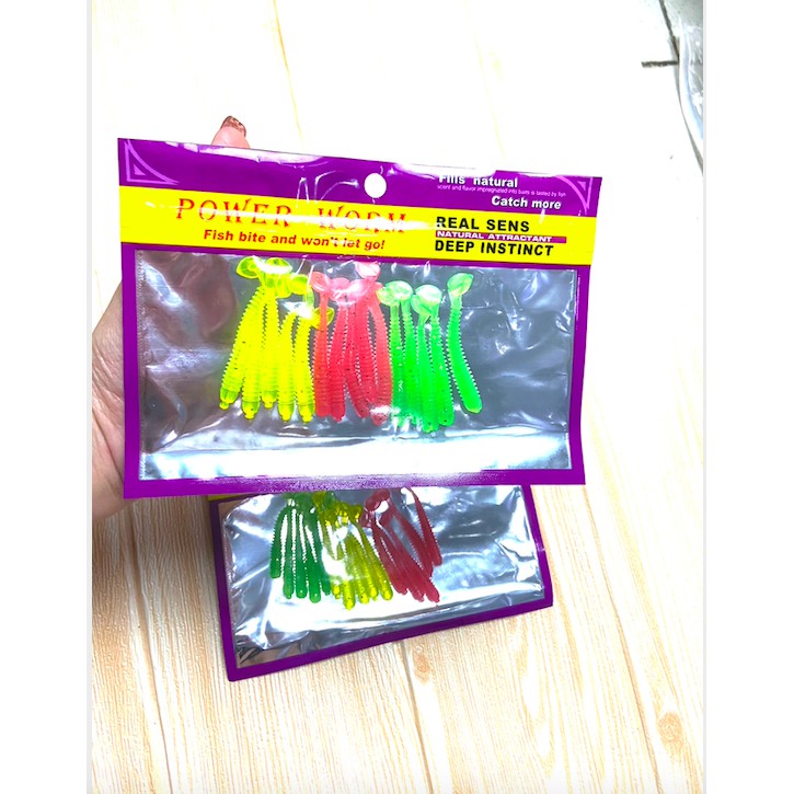 UMPAN CACING PANCING WARNA WARNI UKURAN 5-6CM PERBUNGKUS ISI 15PC