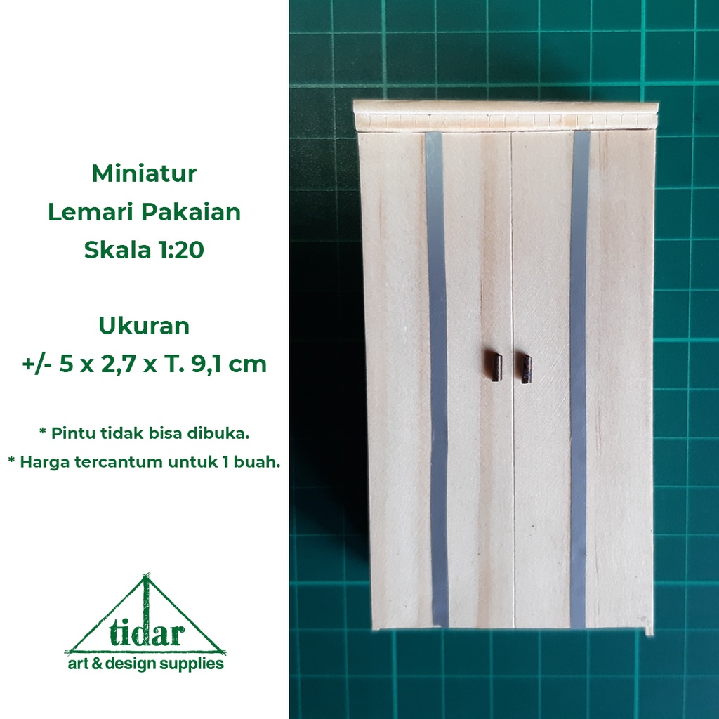 

[MR] Miniatur Maket Lemari Pakaian 2 Pintu / Lemari Kayu HR skala 1:20