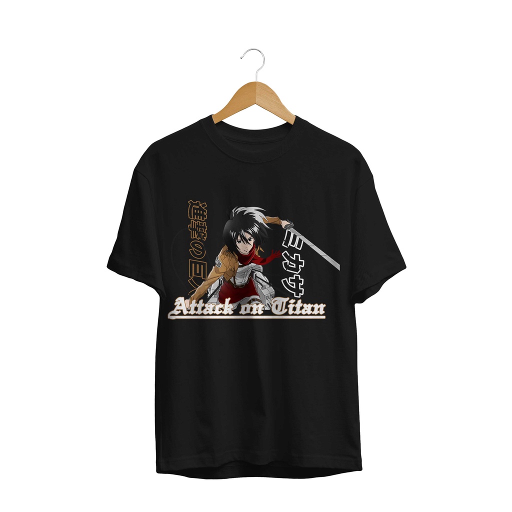 T-SHIRT KAOS DISTRO ANIME ACKERMAN FIGHTER MIKASA SHINGEKI NO KYOJIN AOT PREMIUM