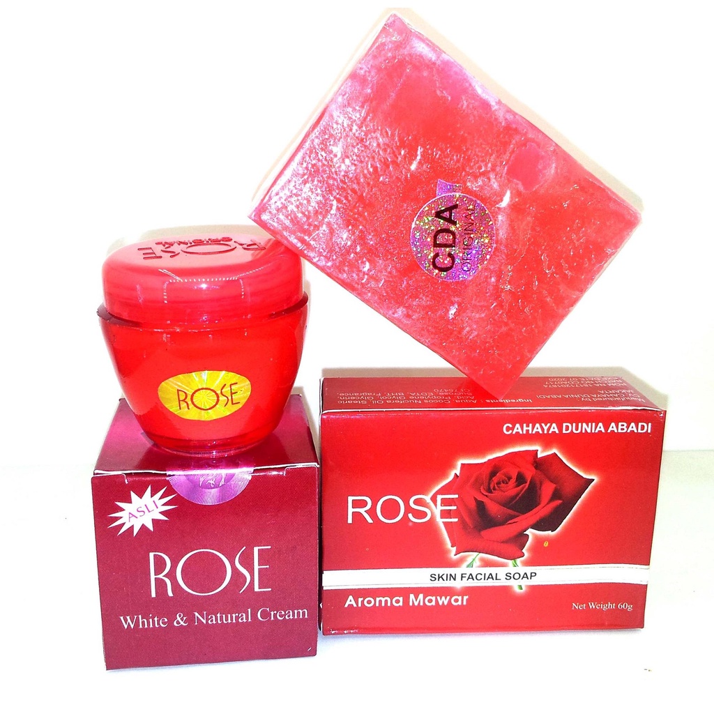 Paket Cream Rose + Sabun Rose Original Whitening/Krim Rose Original Asli/rose cream pemutih ori 1 pa