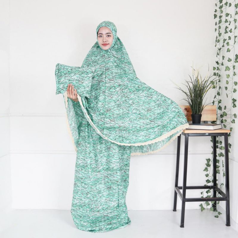 Mukena dewasa saten Apple motif Renda