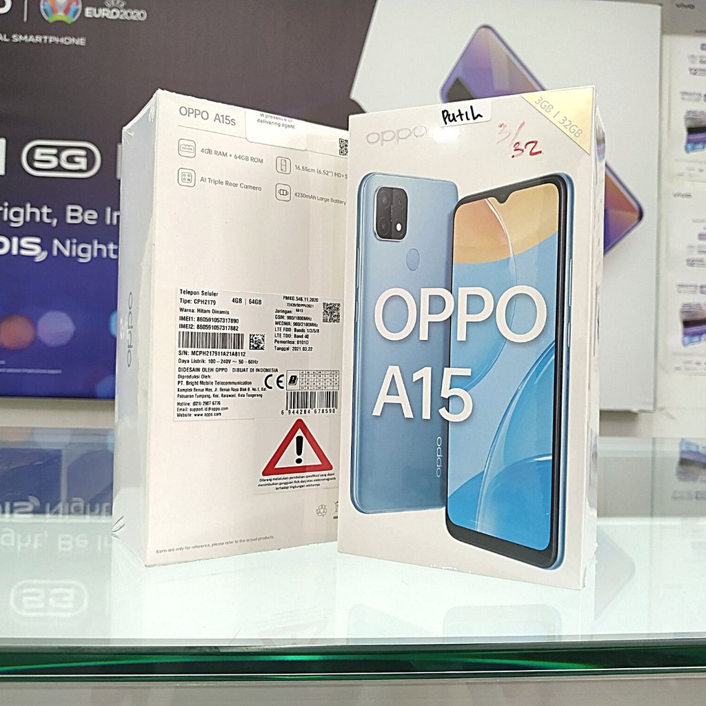 Oppo A15 3 32 GB hp murah handphone android fast charger anti gores soft case kabel data-3