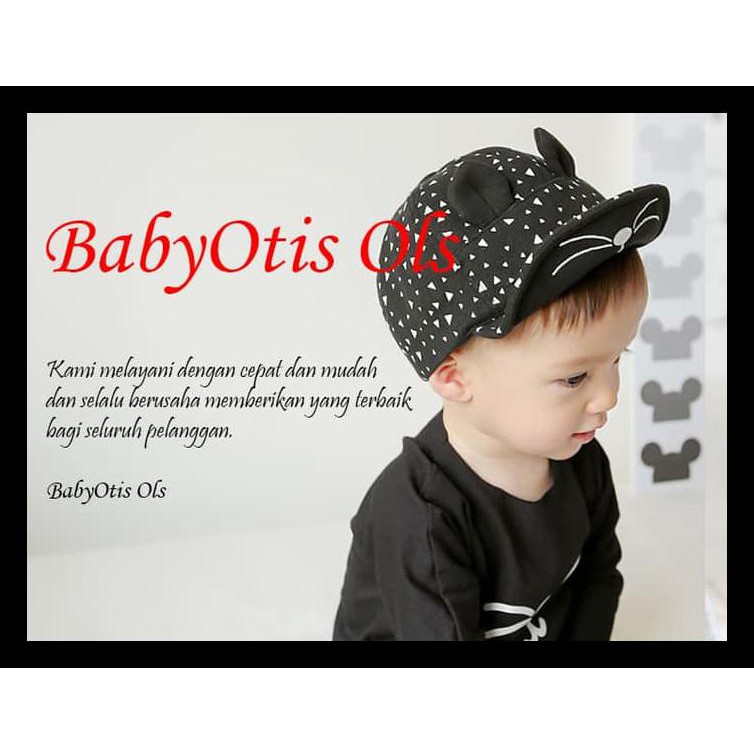 Topi Anak Topi Bayi Topi Lucu Cute Cat Hat - Hitam Bermutu
