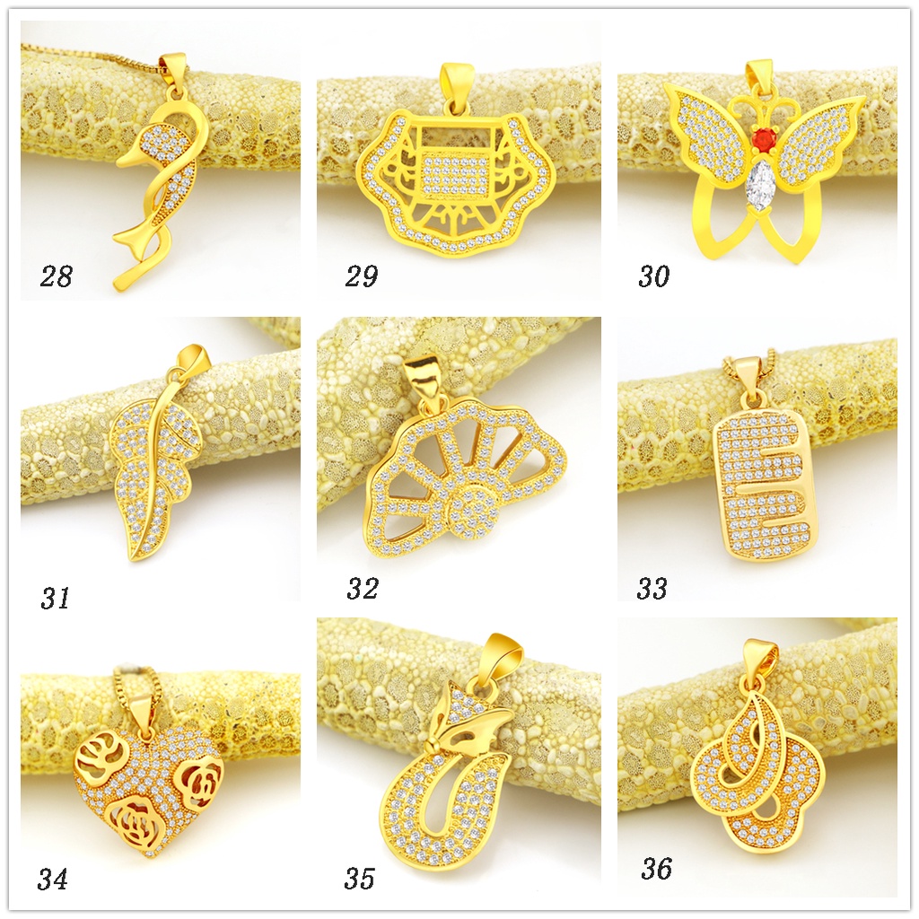 Kalung Rantai Lapis Emas Asli Kadar 375 Liontin Hati / Bunga / Cherry / Angsa / Ruby / Berlian Imitasi Untuk Wanita