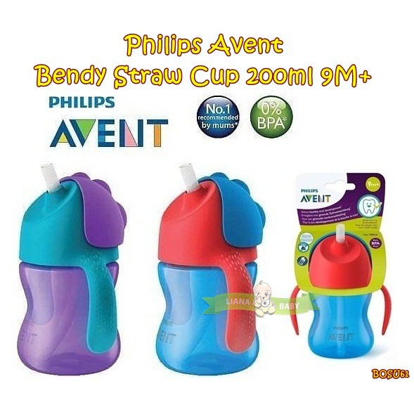 BOSU61 BOTOL AVENT BENDY STRAW CUP 200 ML 9M+