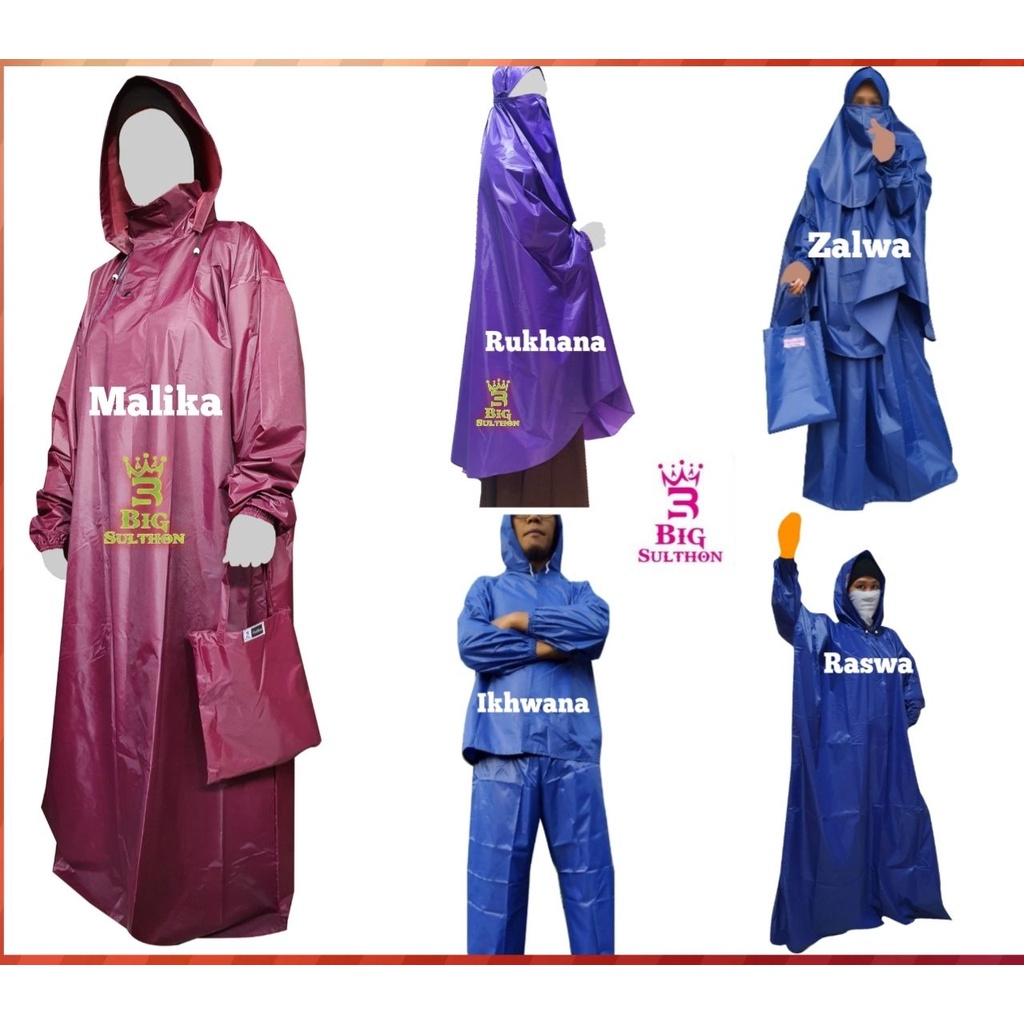 Jas hujan wanita, jas hujan muslimah, jas hujan dewasa, Murah Berkualitas Tebal Anti Bocor
